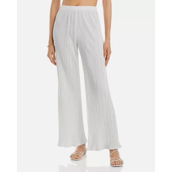 Aqua White‎ Pleated Wide Leg Palazzo Pants Womens XL Extra Large Flowy - Picture 2 of 12